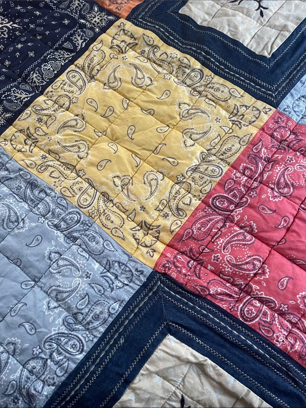 Paisley Cotton Bedspread Multi Colored Reversible Light Gray king